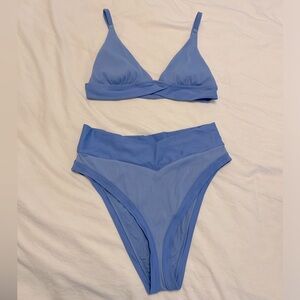 Aerie Ribbed Triangle Bikini with High Cut Cheeky Bottoms